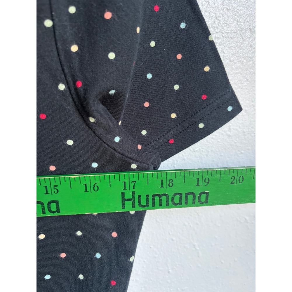 Croft & Barrow Womens Black Polka Dot Square Neck Short Sleeve T-Shirt Size M - Picture 6 of 7